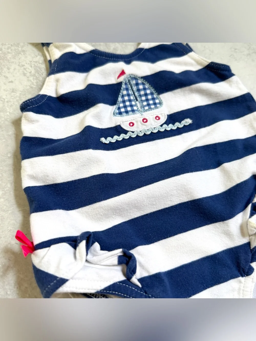 18M⚓️ Le Top Nautical Gingham Sailboat Stripe Swimsuit & Matching Terry Coverup